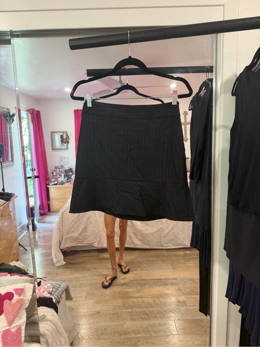 Banana Republic Black A-Line Pinstripe Skirt vintage Y2K